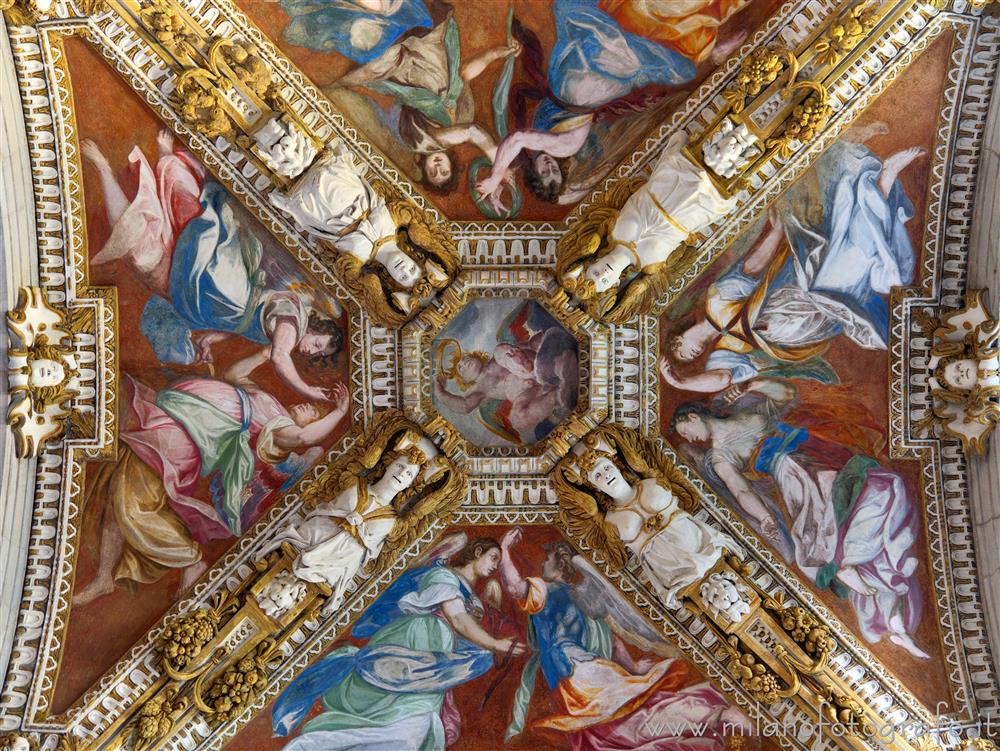 Milan (Italy) - Decorated vault of one span of the lateral naves in the Church of Santa Maria dei Miracoli